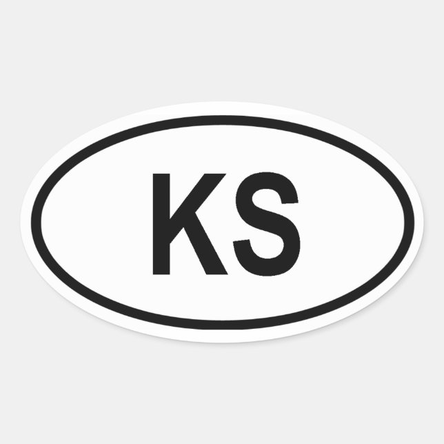 Kansas "KS" Ovaler Aufkleber (Vorderseite)