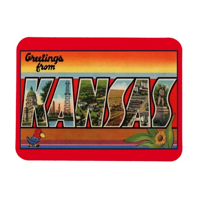 Kansas-Kühlschrank-Magnet - Vintage Magnet (Horizontal)