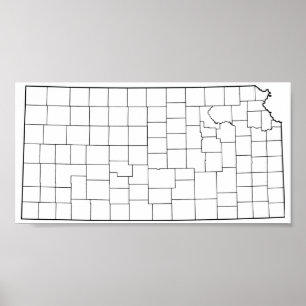 Kansas-Landkreis-leere Kontur-Karte Poster