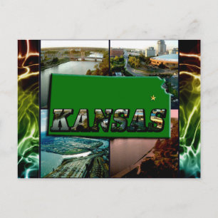 Kansas Map und Fotos Postkarte