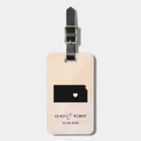 Kansas Map Wedding Luggage Tag, Name des Paares