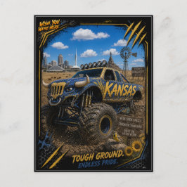 Kansas Monster Truck Gelände Kunst Postkarte
