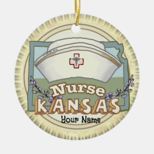 Kansas Nurse Keramik Ornament