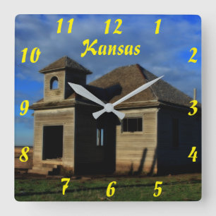 Kansas Old School Wall Clock Quadratische Wanduhr