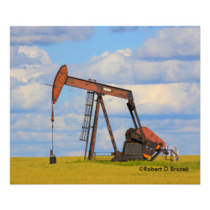 Kansas-Ölquelle-Pumpe mit Himmel-Foto-Erweiterung Fotodruck