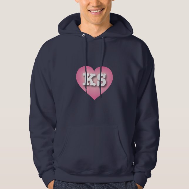 Kansas Pink Fade Heart - I Liebe KS Hoodie (Vorderseite)