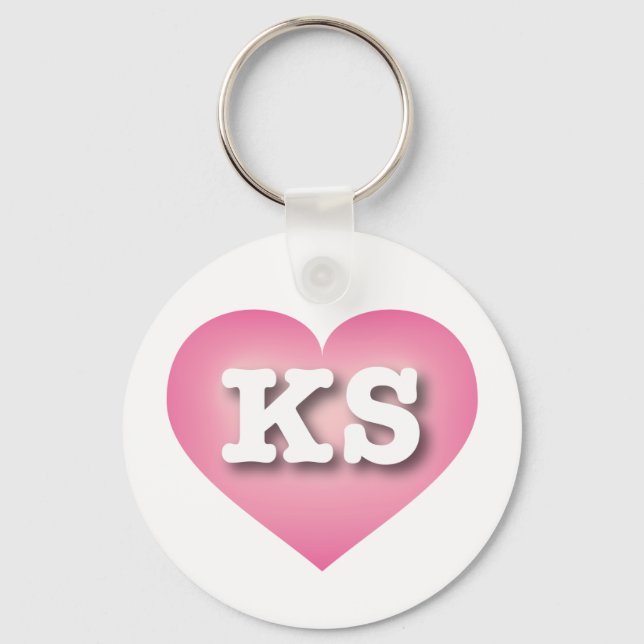Kansas Pink Fade Heart - I Liebe KS Schlüsselanhänger (Vorderseite)
