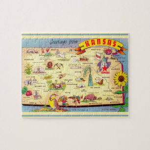 Kansas Postcard Karte Jigsaw Puzzle