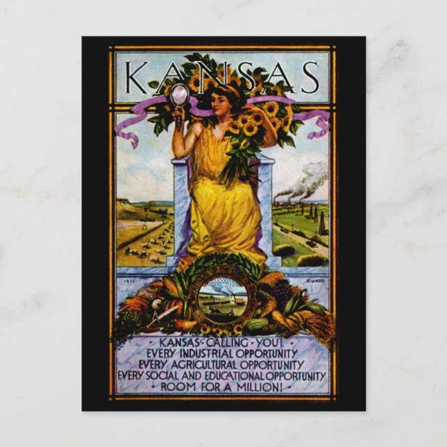 Kansas-Poster 1911 Postkarte (Vorderseite)