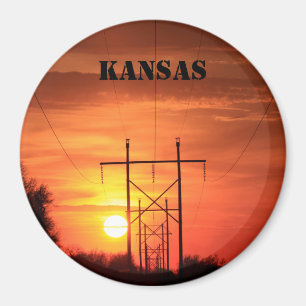 Kansas Power line Sunset closeup Magnet