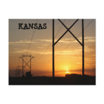 Kansas Power Line Sunset Silhouette Postkarte