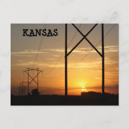 Kansas Power Line Sunset Silhouette Postkarte