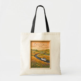 Kansas Prairie-Roadtrip - Vintage-Reise-Landschaft Tragetasche