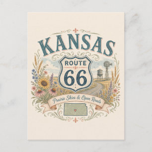 Kansas Prairie Route 66 Grußkarte Postkarte