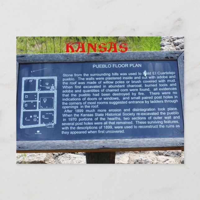 Kansas Pueblo Floor Sign Post Card Postkarte (Vorderseite)