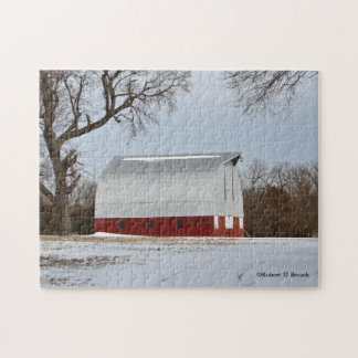 Kansas Red Barn and Snow