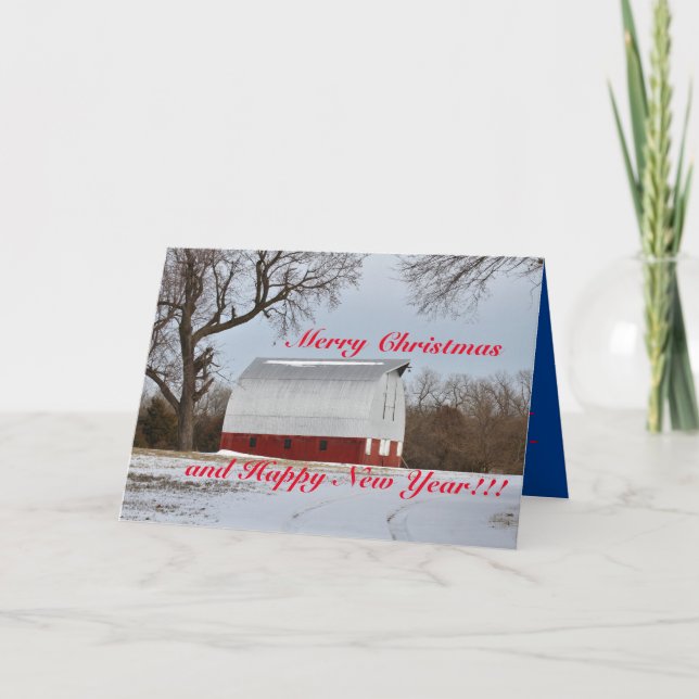 Kansas Red Barn Christmas Karte (Vorderseite)