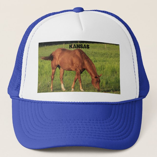 Kansas Red Horse Truckers Hat Truckerkappe (Vorderseite)