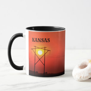Kansas Red Power Line coucher de soleil CAFÉ MUG