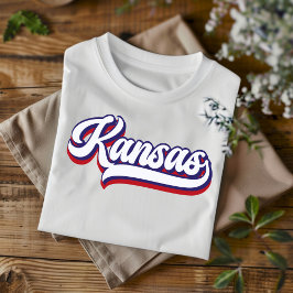 Kansas Red White and Blue Vintag Script T - Shirt