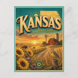 Kansas Retro-Reise-Andenken-Postkarte Postkarte