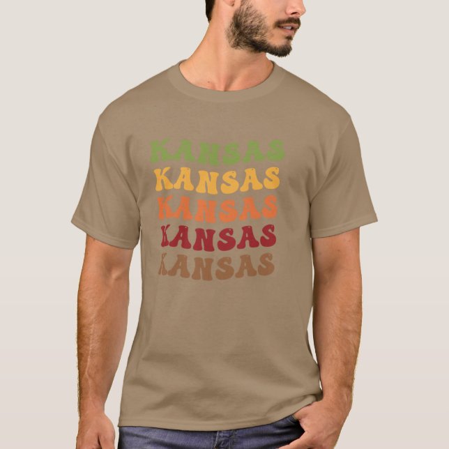 Kansas Retro Vintage Wavy Text T-Shirt (Vorderseite)