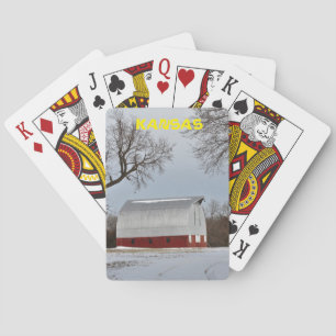 Kansas Roter Stall mit Schneekarten Spielkarten