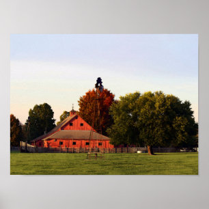 Kansas-Rotscheune im Herbst Poster