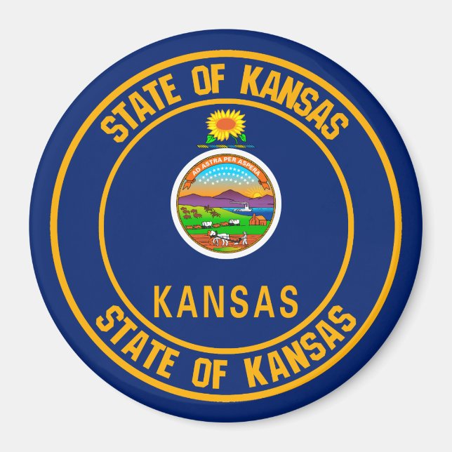 Kansas Round Emblem Magnet (Vorne)