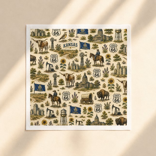 Kansas Route 66 Table Prairie Serviette (Von Creator hochgeladen)