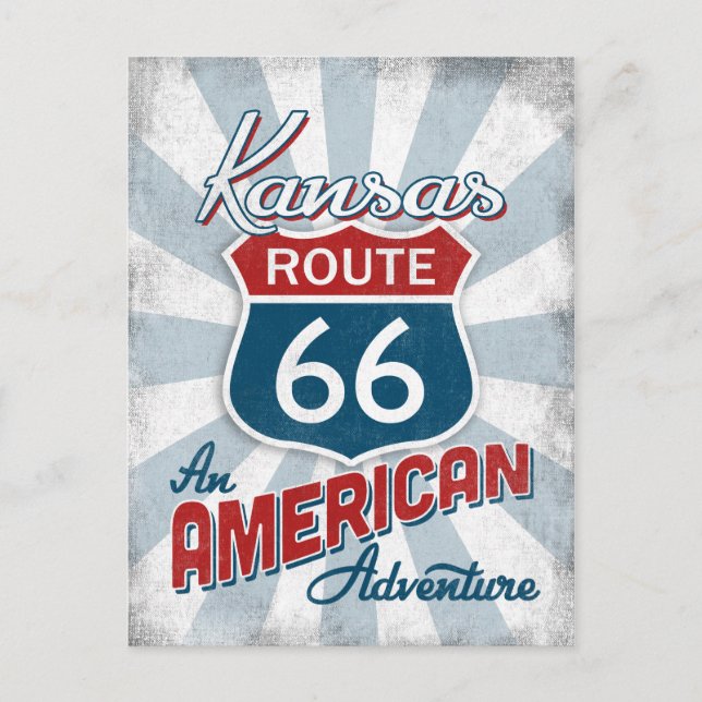 Kansas Route 66 Vintag Amerika Postkarte (Vorderseite)