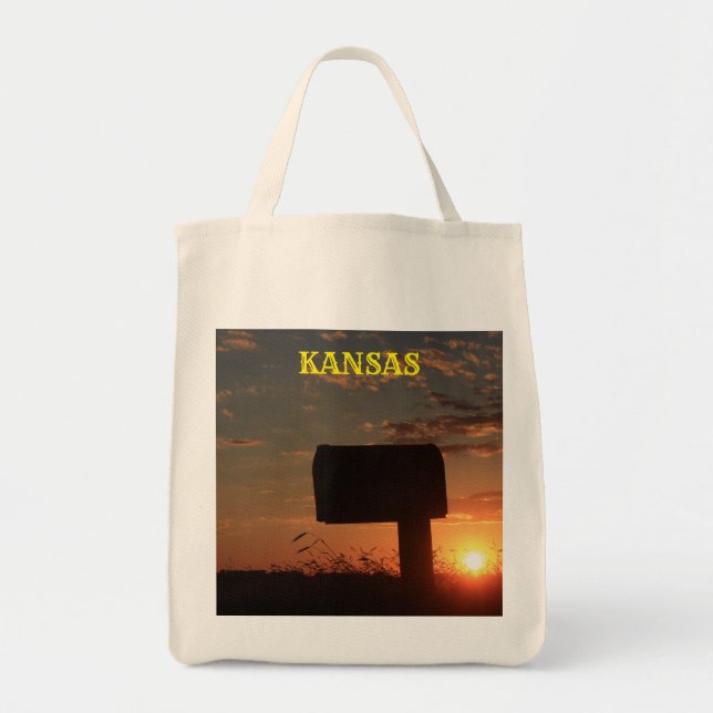 Kansas Silhouette Sunset Mail Box Toag Tragetasche (Vorne)