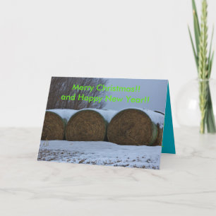 Kansas Snowy Country Hay Bales CHRISTMAS CARTE