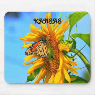 Kansas Sonnenblume und Monarchschmetterling, Mausp Mousepad