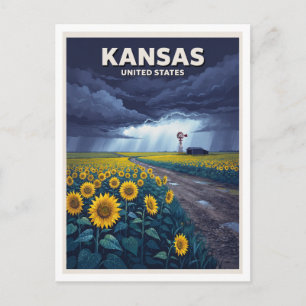 Kansas-Sonnenblumen nach dem Sturm Dodge City Postkarte