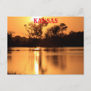 Kansas Sonnenset mit Wasser Reflektionskarte Postkarte
