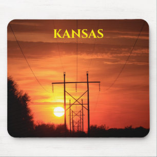 Kansas-Sonnenuntergang mit Baum-Silhouette-Mauspad Mousepad