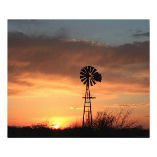Kansas-Sonnenuntergang mit orange Himmel und Fotodruck