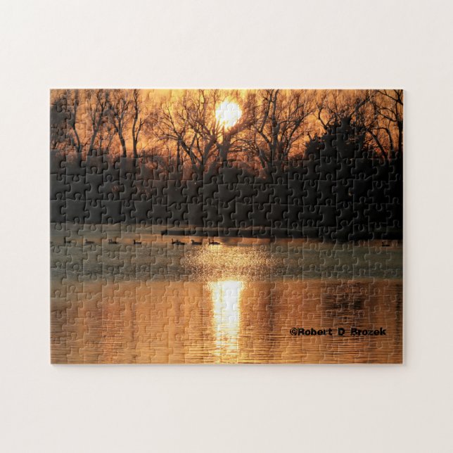 Kansas Sonnenuntergang mit Wasserreflektion (Horizontal)