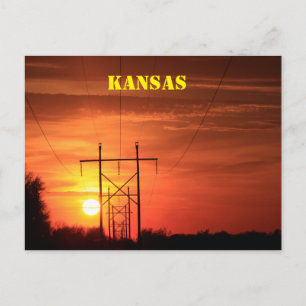 Kansas Sonnenuntergang, Power Linien Silhouetten. Postkarte