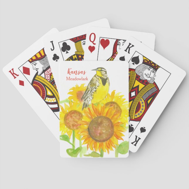 Kansas Souvenir Meadowlark Bird Sonnenblumen Spielkarten (Rückseite)