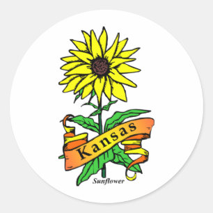 Kansas Staat Blume Runder Aufkleber