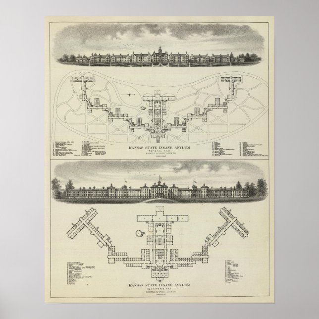 Kansas Staat Insane Asylums Poster (Vorne)