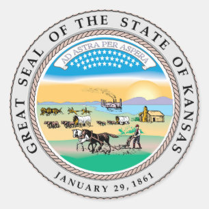 Kansas Staat Siegel Amerikanische Republik Symbol- Runder Aufkleber
