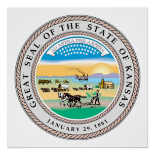 Kansas-Staats-Siegelamerika-Republiksymbolflagge Poster