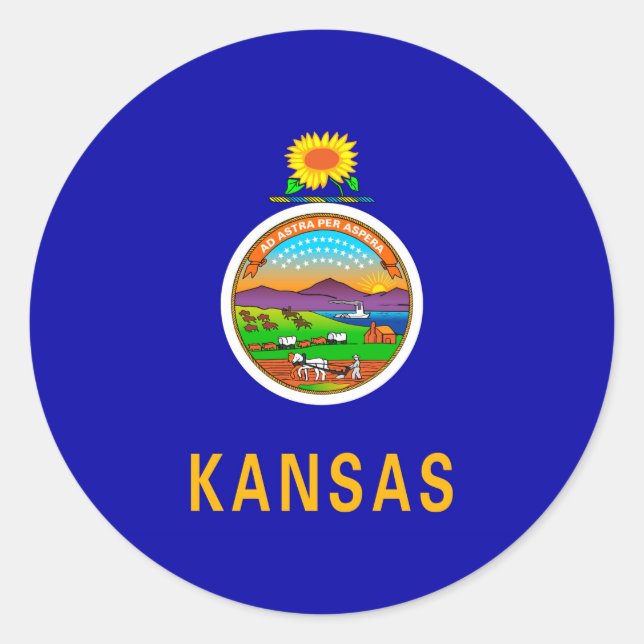Kansas State Flag Runder Aufkleber (Vorderseite)