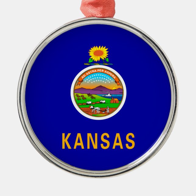 Kansas State Flag Silbernes Ornament (Vorne)