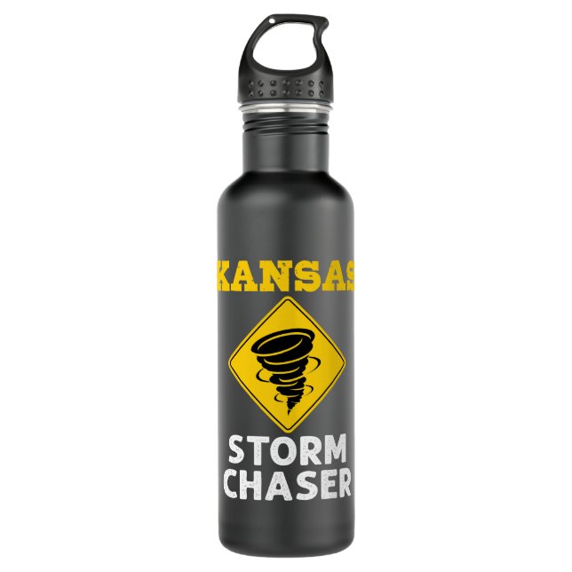 Kansas Storm Chaser Tornado Weather Edelstahlflasche (Vorderseite)