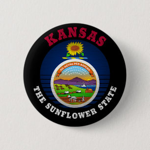 KANSAS SUNFLOWER STAAT FLAG BUTTON