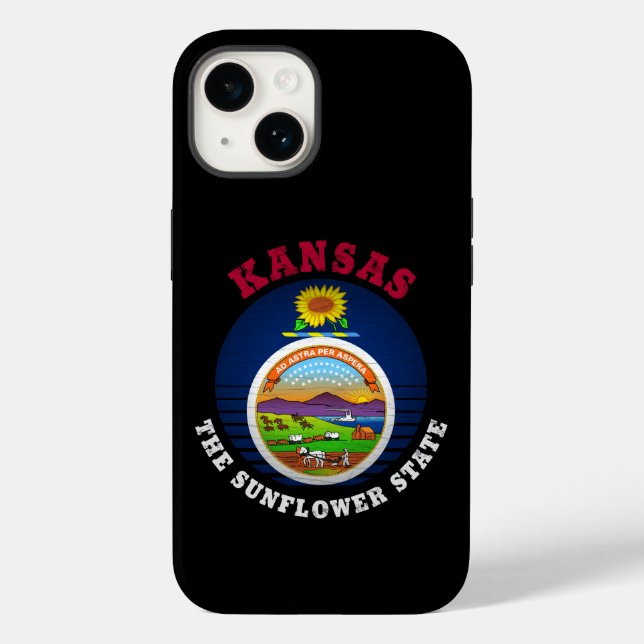 KANSAS SUNFLOWER STAAT FLAG Case-Mate iPhone 14 HÜLLE (Rückseite)